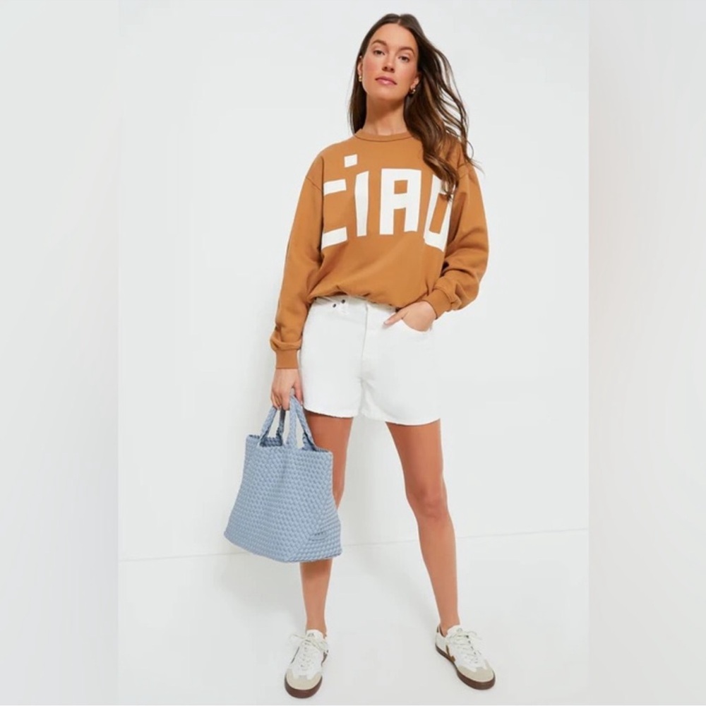 Clare V Ciao Oversized Crewneck Sweatshirt in Nutmeg size XXL 2XL